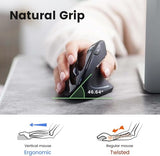 Perimice-813B Bluetooth Vertical Mouse - Wireless 3-In-1 Multi-Device Technology - Travelling Carry Bag - Black - Right Handed