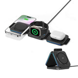 3 In 1 Foldable Wireless Charger For Iphone 16/15/14/13/12 Compatible With Apple Watch And Airpods, Pd15W Fast Wireless Charging Station, Portable Desk Dock For Home, Office, Travel (Black)