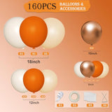 160PCS Fall Balloon Arch Kit with Orange White Copper Balloons for Thanksgiving Party