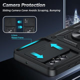 For Samsung Galaxy A51-Phone Case 4G (Not Fit 5G): Samsung A51 Phone Case With Slide Camera Cover+Glass Screen Protector, Military-Grade Cell Cover With Metal Ring Stand Samsung A 51 4G, Black