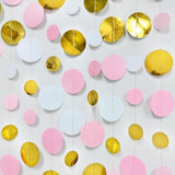 Gold And Pink Party Decorations Circle Dots Garland Metallic Gold Light Pink And White Hanging Polka Dot Streamer For Women Girl Birthday Baby Shower Bridal Shower Wedding Princess Party Supplies