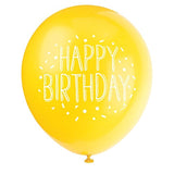 Unique Fun Happy Birthday Party Latex Balloons - 12" | Assorted Colors | 8 Pcs