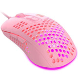 Lightweight Gaming Mouse Wired,Usb Optical Computer Mice With Rgb Backlit,4 Adjustable Dpi Up To 2400,Ergonomic Gamer Laptop Pc Mouse With Honeycomb Shell For Windows 7/8/10/Xp Vista Linux -Pink