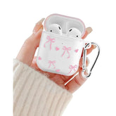 Compatible With Airpods 2Nd 1St Generation Case, Cute Big Bow Heart Aesthetic Design With Carabiner, Soft Tpu Skin Anti-Scratch Shockproof Protective Cover For Women Girls