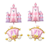 4Pcs Princess Birthday Party Balloons With 30Inch Castle Carriage Foil Balloons For Girl Princess Baby Shower Decorations(4Pcs Set)