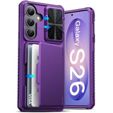 Samsung Galaxy S26 Case Wallet with Card Holder, Dark Purple - Protective Phone Case with Card Slots and Cash Storage