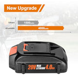 2-Pack 4.0Ah Replacement For W0Rx 20V Battery Powershare Wa3520 Wa3525 Compatible With Wg151S Wg155S Wg251S Wg890 Wg891 W0Rx 20V Tools Lithium Battery