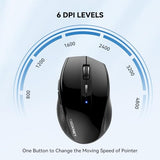 Bluetooth Mouse, 4800 Dpi Wireless Mouse, 2-Year Battery 6 Adjustable Dpi, 6 Buttons Compatible With Laptop/Windows/Computer - Black