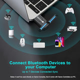 Usb Bluetooth 5.4 Adapter For Pc Laptop, Long Range 492Ft Wireless Dongle Adaptor For Windows 11 10 8.1 7 Desktop, Plug And Play Bluetooth Mouse Keyboard Headphones Speaker Game Controller