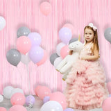 Pastel Pink Fringe Curtains Backdrop - 2 Pack Photo Booths Party Streamers For Easter/Unicorn/Baby/Cowgirl/Princess/Birthday/Bridal Shower/Bachelorette/Engagement/Sweet/Bow Decorations