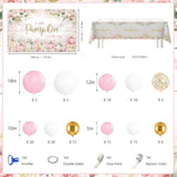 Fall Pumpkin Baby Shower Balloon Arch Kit: Pink, Gold & White Decor