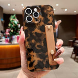 For Iphone 16 Pro Max Case With Wrist Strap, Cheetah Leopard Tortoise Shell Print Shockproof Soft Tpu Protective Case Women Girls, Slim Anti Scratch Cover For Iphone 16 Pro Max 6.9 Inch,Brown