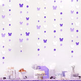 40Ft Lavender Butterfly Garland Purple White Hanging Circle Polka Dot