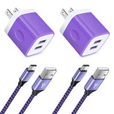 Phone Charger Plug For Samsung Galaxy S25 S24 A32 5G A16 A54 A15 A55 A14 A35 S23 S22 S21 Lg Stylo 6 V60 V50, Pixel 9 8 7, 2 Dual Wall Charger Block With Type C Nylon Braided Cords Usb C Cable 3Ft+6Ft