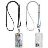 2 Pcs Phone Lanyard Crossbody (Black & Gray) Anti Theft Phone Strap 6Mm, Neck Strap For Women Men Compatible With Smartphones Iphone, Cell Phone Lanyard Accessories With 2 Plastic Patches