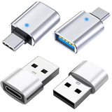2*Usb C Male To Usb 3.0 Female Converter Adapter & 2*Usb 2.0 Male To Usb C Female Otg Adapter For Charging And Data Transmission (4 Pack) - Silver