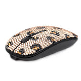 Bling Luxury Crystal Rhinestone Wireless Mouse Sparkly Computer Mouse With Usb Receiver For Girls, Bedazzled Leopard Mice For Notebook, Pc, Laptop, Macbook - Champagne