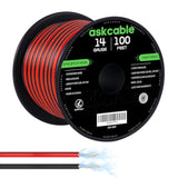 14 Gauge Wire, 14 Awg Electrical Wire Cable, 2 Conductors Red Black Wire, Copper Clad Aluminum(Cca) Flexible Pvc Extension Cord For Speaker, Hookup Led Strips, Automotive 12V/24V Dc (100Ft)