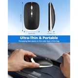 Bluetooth Mouse, Slim Silent Bluetooth 5.0 & 4.0 Wireless Mouse, 3 Adjustable Dpi Portable Optical Computer Mice For Laptop, Pc, Notebook, Computer, Macbook - (Black)