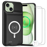 Battery Case For Iphone 15, Upgraded 10000Mah Rechargeable Portable Charging Case With Wireless Charging Compatible For Iphone 15 (6.1 Inch) With Carplay Extended Battery Pack Charger Case (Black)