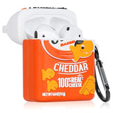 For Airpod 2/1 Case Food Design Cover For Airpods Silicone Cases Air Pods Cute Funny Cartoon 3D Kawaii Fun Soft Designer Unique Fashion Cool Pretty For Girls Boys Teen Girly (Gold Fish Cookie)