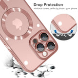 Designed For Iphone 15 Pro Case Magnetic Clear Slim Case For Women Men Full Camera Protector Anti-Yellowing Shockproof Compatible With Magsafe Cover 15 Pro Rose Gold