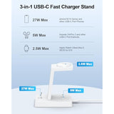 30W Fast Charging Station For Apple Devices - 3 In 1 Usb C Charger Stand For Iphone 17 16 15 Pro Max Plus & Airpods 4,Wireless Charger Dock Compatible With Apple Watch Ultra/10/9/8/7/6/5/4/3/Se