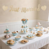 Just Married Banner, Pre-Strung Glitter Wedding Decorations For Reception, Just Married Car Decorations, Wedding Signs For Ceremony And Reception