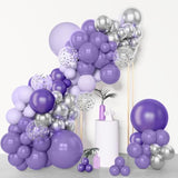 153Pcs Purple Balloon Garland Arch Kit, Different Sizes 18 12 10 5 Inch Lavender Latex Metallic Confetti Silver Balloons For Girls Women Wedding Birthday Baby Shower Party Decorations Supplies