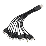 Black 20cm 10 in 1 Universal USB Cable, Multiple Universal Charging Cable for Cell Phones Blutooth Earphone Speaker Adapter, Data USB Cables Cables