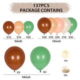 Diy Sage Green Balloon Arch Garland Kit - 137Pcs Matte Green Nude Neutral And Brown Balloons For Birthday Teddy Bear Baby Shower Wedding Boho Party Decorations Jungle Safari Woodland Party Supplies