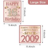 Happy 16Th Birthday Decorations For Girls, 9Pcs Pink Rose Gold 2009 Birthday Banner Signs For Walls Doors Windows Yard Garden Party Supplies, Sixteen Birthday Table Toppers Photo Props Decor