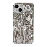 For Iphone 14 Case,Pleated Water Ripple Chrome Wave Pattern Soft Phone Case (Silver)