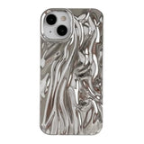 For Iphone 14 Case,Pleated Water Ripple Chrome Wave Pattern Soft Phone Case (Silver)
