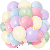 40 Pcs Wildflower Balloons, 12" Pastel Pink Purple Latex Flower Balloons For Wildflower Birthday Party Decorations, Spring Baby In Bloom Baby Shower, Bridal Shower, And 1St Birthday Decor