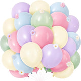 40 Pcs Wildflower Balloons, 12" Pastel Pink Purple Latex Flower Balloons For Wildflower Birthday Party Decorations, Spring Baby In Bloom Baby Shower, Bridal Shower, And 1St Birthday Decor