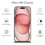 [2 Pack Designed For Iphone 15 Screen Protector Tempered Glass, Case Friendly, Bubble Free, Easy To Install