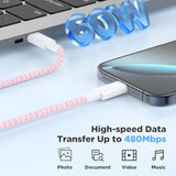 3-Pack 20W USB-C Fast Chargers with Braided Cables for iPhone 15/16 & iPad