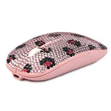 Pink Bling Crystal Rhinestone Wireless Mouse Sparkly Computer Mouse With Usb Receiver For Girls, Bedazzled Leopard Mice For Notebook, Pc, Laptop, Macbook (Pink)
