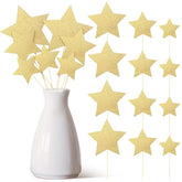 42 Pcs Gold Star Centerpieces Sticks Twinkle Glitter Star Table Flower Centerpiece Sticks Golden Cake Toppers For Back To School Wedding Engagement Bridal Baby Shower Party Decorations