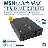Msnswitch Max 2-Outlet Internet Enabled Power Switch With Auto Reboot, Power Metering, Surge Protection & Noise Filtration - Ethernet & Wifi - Control Via Smartphone, Cloud Or Api (Model Uis-801Bc)