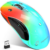 2.4G Aesthetic Wireless Mouse - Customizable Covers & Led Mood Lighting - Rechargeable Ergonomic Design, 5 Buttons, 1200 Dpi For Office, Laptop, Mac - White