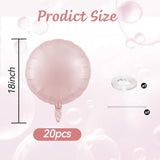 20Pcs Round Shaped Foil Balloons, 18 Inch Dusty Pink Round Foil Balloon, Retro Baby Pink Round Aluminum Giant Balloon For Birthday Party Boho Wedding Bridal Shower Engagement Baby Shower Decorations