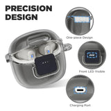 Double Security Lock Protective Case Cover for JBL Tune Flex 2 Charging Case with Carabiner and Cleaning Pen Kit, Anti-Scratch Shockproof Clear TPU Compatible with JBL Tune Flex 2 Charging Case (Clear Grey)