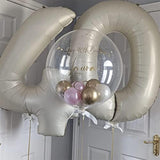 40'' Beige Number 7 Balloons, Giant Self Inflating Cream Foil Number Balloons Set 0-9, Large White Sand Digital 7 Helium Balloon For Girls Boys 7Th Birthday Party Decorations Anniversary Supplies