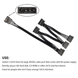 Ide To Sata Power Splitter Cable, Lp4 4 Pin Male To 5 Sata Female Power Extens