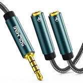 Headphone Splitter 3.5Mm 4-Pole Male To Two Trrs Female Adapter Suitable For Two Audio And Microphone Headsets, Compatible With Pc, Laptop, Android, Windows, Smartphones