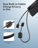 100W Power Bank 20000mAh, Portable Laptop Charger with Built-in USB-C Dual Cables, Travel Essential PD QC Fast Charging for MacBook, iPad, iPhone