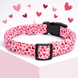 Valentine'S Day Dog Collar - Cute Loving Heart Printed For Small Medium Large Dogs - Pink Cotton Collar For Girl And Boy Dogs L