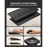 seenda Bluetooth Keyboard and Mouse Combo, COE201 Multi-Device Ergonomic Keyboard Mouse with Phone Holder, Full Size Wireless Quiet Combo Compatible for Windows, Laptop, MacBook, PC, iPad - Black
